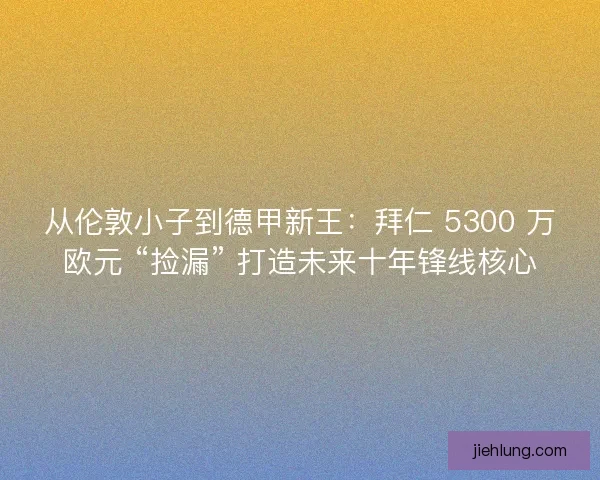 从伦敦小子到德甲新王：拜仁 5300 万欧元 “捡漏” 打造未来十年锋线核心