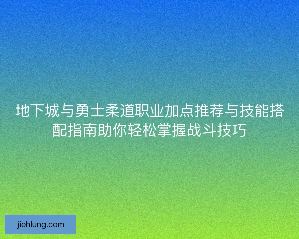 地下城与勇士柔道职业加点推荐与技能搭配指南助你轻松掌握战斗技巧